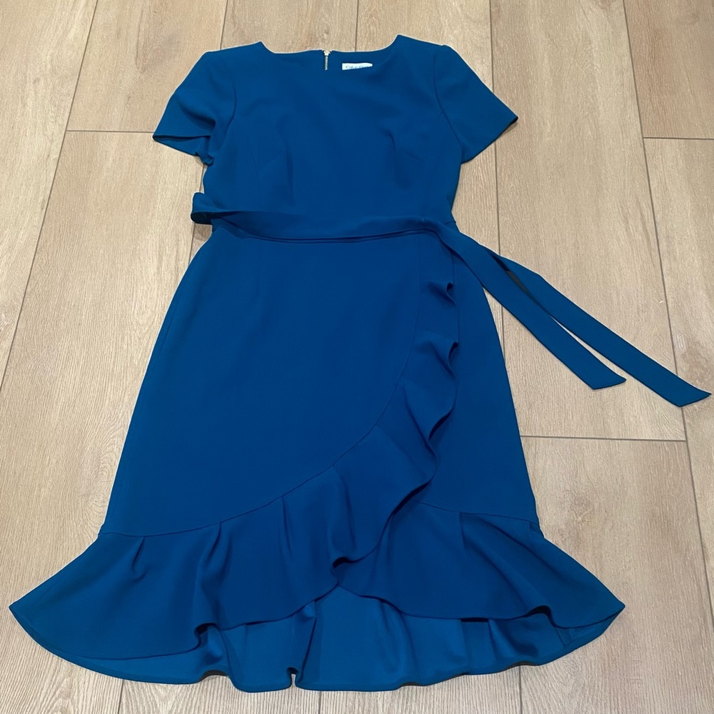 Calvin Klein Ruffle Teal Dress